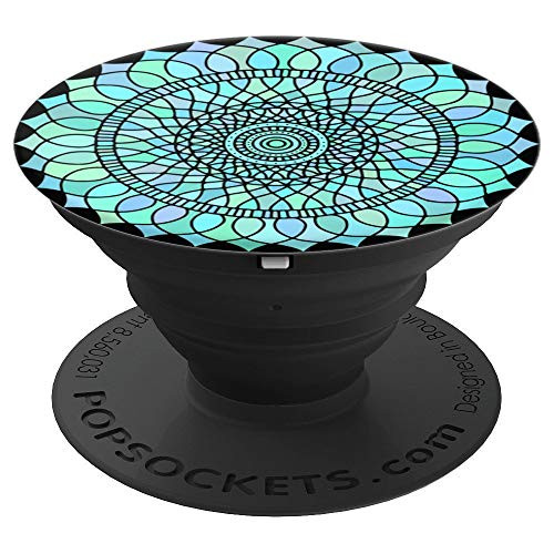 Blue Green Flower Mandala - PopSockets Grip and Stand for Phones and Tablets Blue Green Flower Mandala - PopSockets Grip and Stand for Phones and Tablets