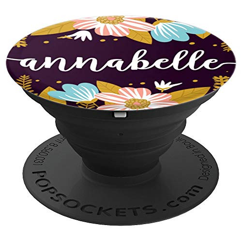 First Name Annabelle & Pink Blue & Yellow Flowers PACH324 - PopSockets Grip and Stand for Phones and Tablets
