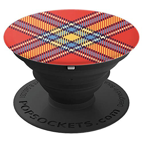 Autumn Colors Red and Yellow Plaid Tartan Pattern - PopSockets Grip and Stand for Phones and Tablets