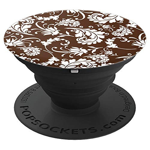 Chocolate Brown Floral Paisley Design Pop Socket - PopSockets Grip and Stand for Phones and Tablets