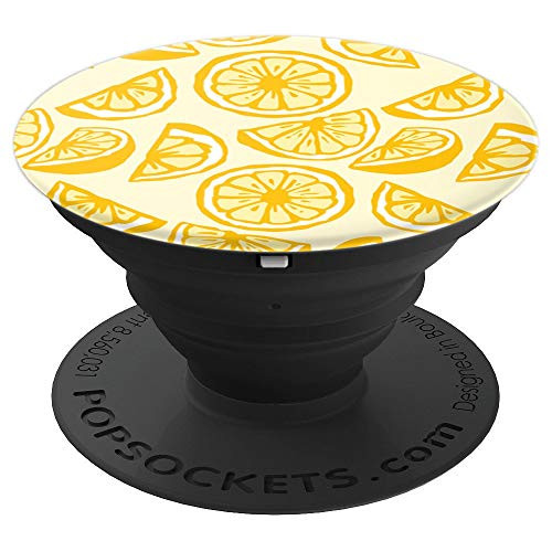 Cute Yellow Lemon Slice Summer Citrus Fruit Pattern - PopSockets Grip and Stand for Phones and Tablets