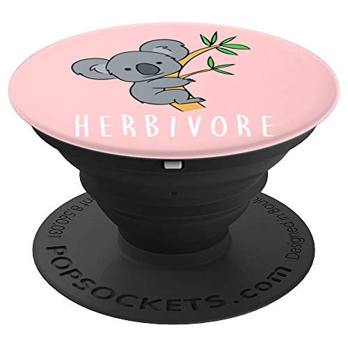 Pink Vegan PopSocket with Herbivore and Cute Koala - PopSockets Grip and Stand for Phones and Tablets