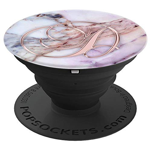Letter D Golden Rose Pink White Purple Marbled - PopSockets Grip and Stand for Phones and Tablets