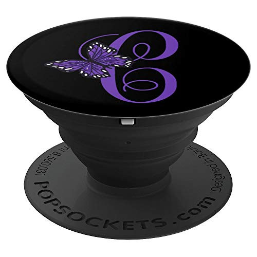 Purple Letter C Alphabet Initial with Butterfly Monogram - PopSockets Grip and Stand for Phones and Tablets