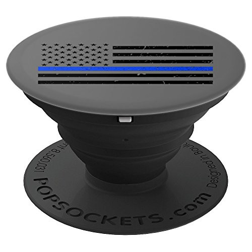 Thin Blue Line American Flag Police Officer - PopSockets Grip and Stand for Phones and Tablets