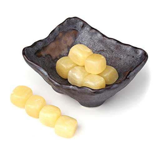 Top Plaza Tumbled Polished Stones Healing Crystals Natural Yellow Jade Gemstone Quartz Bulk with Square Ceramic Bowl Home Decor for Wicca Reiki Healing Energy - 12 Pcs Stones