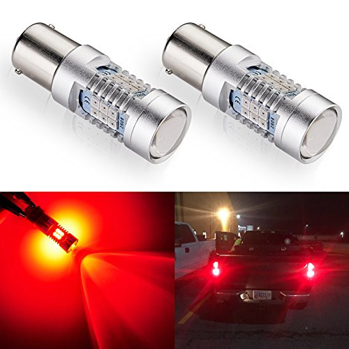 ENDPAGE 1156 1003 1141 7506 BA15S LED Bulb 2-pack, Brilliant Red, Extremely Bright, 21-SMD with Projector Lens, 12-24V, Work as Brake Lights, Tail Lights, Turn Signal Blinkers