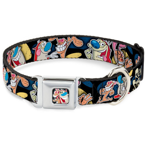 Buckle-Down Seatbelt Buckle Dog Collar - REN & STIMPY Poses