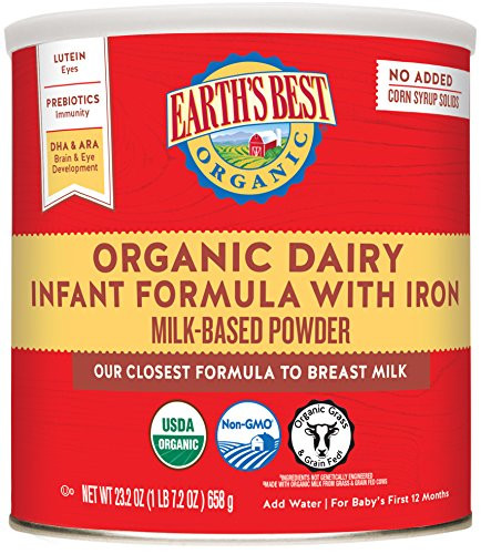 Earth's Best Organic Dairy Infant Powder Formula with Iron, Omega-3 DHA and Omega-6 ARA, 23.2 oz.
