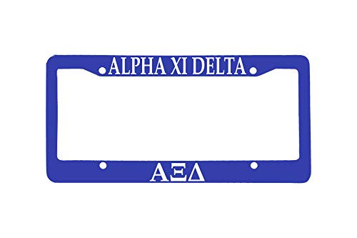 Officially Licensed Alpha Xi Delta License Plate Frame - Blue