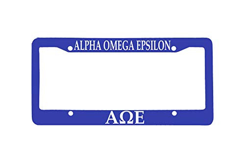 Officially Licensed Alpha Omega Epsilon License Plate Frame - Blue