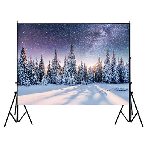 7x5ft Winter Snowy Backdrop for Photography Snowflake Winter Frozen Ground and Forest Pine Trees Sunlight Photography Backdrops Background Christmas Children Photo Studio Props