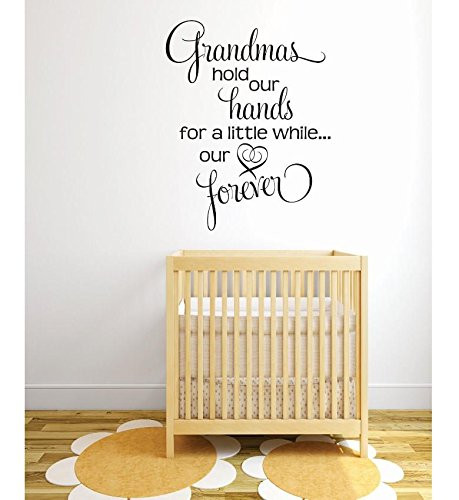 Design with Vinyl RE 1 C 2356 Grandmas Hold Our Hands for A Little While Our Hearts Forever Image Quote Vinyl Wall Decal Sticker, 12 x 24", Black