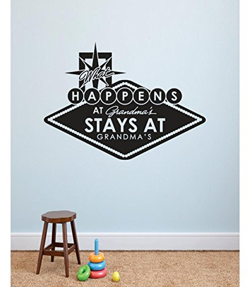 Design with Vinyl RE 1 C 2365 What Happens at Grandma Stays at Grandmas Image Quote Vinyl Wall Decal Sticker, 12 x 24", Black
