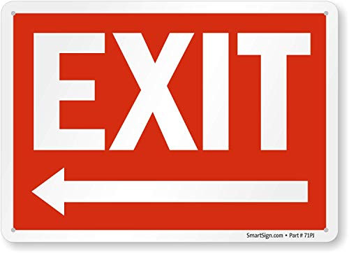 "Exit" Sign with Left Arrow by SmartSign | 10" x 14" Plastic