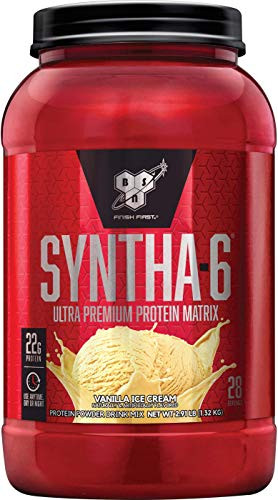 BSN SYNTHA-6 Whey Protein Powder, Micellar Casein, Milk Protein Isolate Powder, Vanilla Ice Cream, 28 Servings (Package May Vary)
