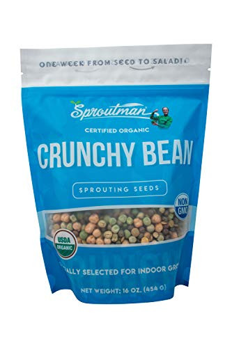 Sproutman Organic 16oz Crunchy Bean Mix Sprouting Seed  Crunchy Bean Mix Seeds for Sprouting, High Germination, Non-GMO, Certified Organic.
