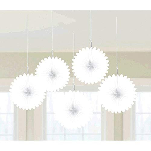 Amscan Mini Frosty White Paper Hanging Fans | Party Decoration, 60 Ct.