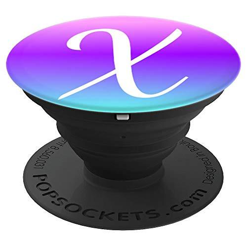 White Letter X Monogram On Teal Purple Pink Ombre Gradient - PopSockets Grip and Stand for Phones and Tablets