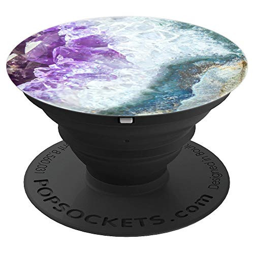 Ocean Wave Geode Phone Grip - Purple Amethyst Mineral Rock - PopSockets Grip and Stand for Phones and Tablets