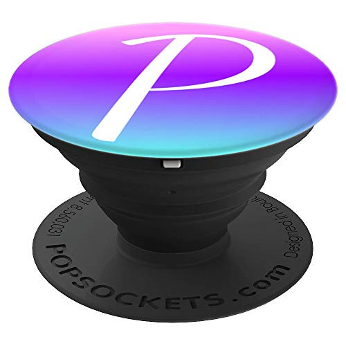 White Letter P Monogram On Teal Purple Pink Ombre Gradient - PopSockets Grip and Stand for Phones and Tablets