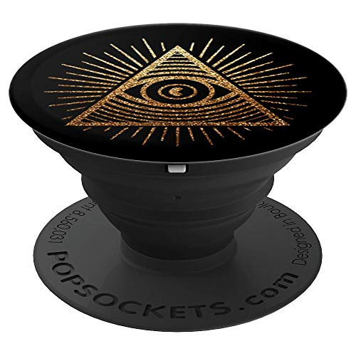 Cool Black Yellow Illuminati Eye Starry Smartphone Holder - PopSockets Grip and Stand for Phones and Tablets