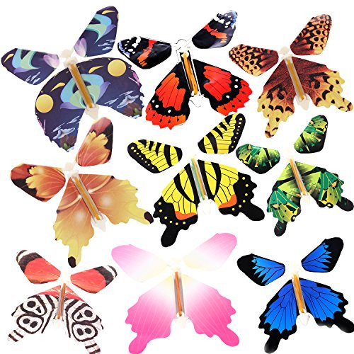 RINHOO 2-100Pcs Magic Fairy Flying in The Book/Card Butterfly Rubber Band Powered Wind Up Butterfly Toy Great Surprise Wedding Birthday Gift (12pcs) RINHOO 2-100Pcs Magic Fairy Flying in The Book/Card Butterfly Rubber Band Powered Wind Up Butterfly Toy Great Surprise Wedding Birthday Gift (12pcs)