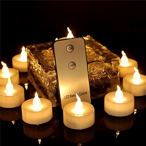 Beauty Collector 12pcs Tea Lights Eco Friendly with Remote Flameless Led Votives Battery Operated Flickering Warm White Candles for Halloween Decoration Holiday Party