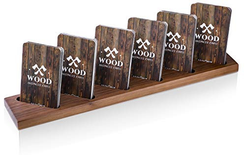 MaxGear Wood Business Card Holder Desk Multiple Business Card Display Holders Professional Business Card Stand Vertical Business Cards Holder Display for Desktop Business Cards Holder, Walnut