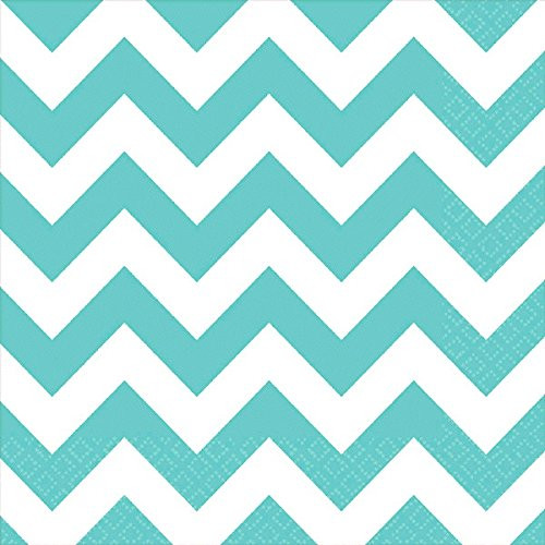 Amscan Robin's Egg Blue Chevron Luncheon Napkins | 6" x 6" | 192 Ct.