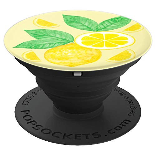 Yellow Watercolor Lemon Citrus Fruit Pattern - PopSockets Grip and Stand for Phones and Tablets