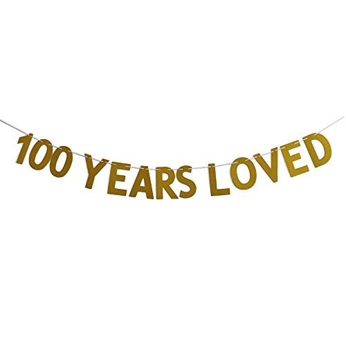 ASIDIY Gold Glitter 100 Years Loved Banner 100th Birthday Wedding Anniversary Party Decorations Photo Props (Gold Glitter) ASIDIY Gold Glitter 100 Years Loved Banner 100th Birthday Wedding Anniversary Party Decorations Photo Props (Gold Glitter)
