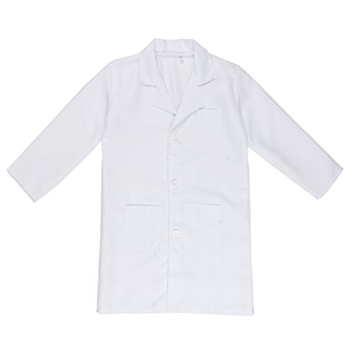 inhzoy Kids Boys Girl White Lab Coat Long Sleeves Doctor Uniform Fancy Role Play Cosplay Costume White 5-6