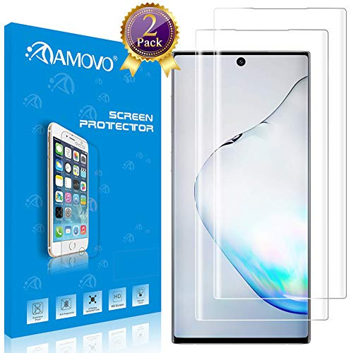 Galaxy Note 10+ Screen Protector [Full Cover] AMOVO 0.20mm Tempered Glass Screen Protector for Samsung Galaxy Note 10+/Plus/Pro (6.8) [2 Pack] 9H Hardness Glass Protector for Note10+ (Clear)