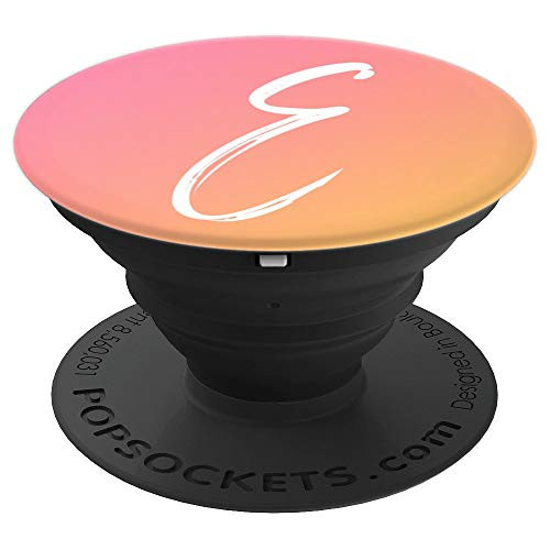 Pink Orange Yellow Ombre Letter E Monogram Initial E - PopSockets Grip and Stand for Phones and Tablets