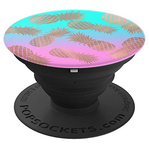 Rose Gold Pineapple Teal to Purple Pink Gradient Ombre - PopSockets Grip and Stand for Phones and Tablets