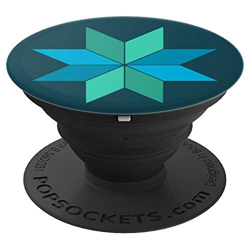 Blue and Green Geometric Design - Quilt Block Look - PopSockets Grip and Stand for Phones and Tablets