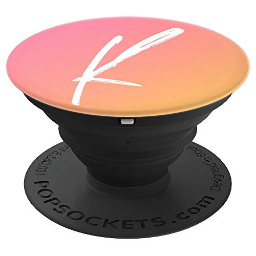 Pink Orange Yellow Ombre Letter K Monogram Initial K - PopSockets Grip and Stand for Phones and Tablets