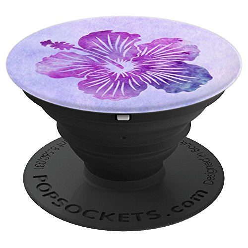 Hibiscus Tropical Flower Purple Watercolor - PopSockets Grip and Stand for Phones and Tablets