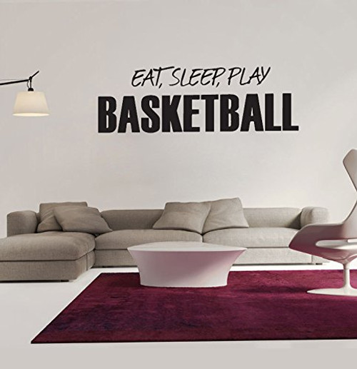 Amaonm Black Vinyl Quotes & Saying EAT, Sleep, Play Basketball Wall Decals Sports Lettering Wall Stickers Murals Living Room Art Decor Kids Room boy Bedroom Playroom School Wall Decal