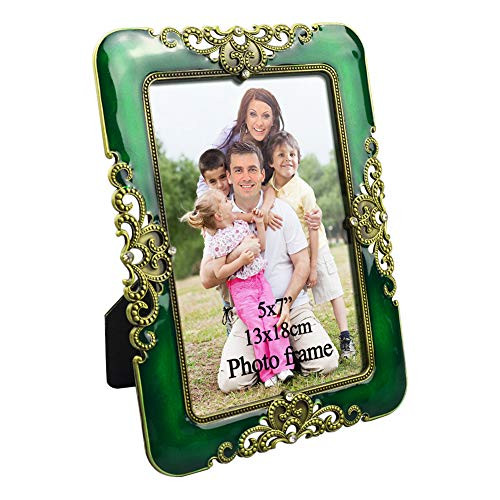PETAFLOP 5x7 Picture Frames Vintage Jade Green Photo Frame, Tabletop Horizontally or Vertically
