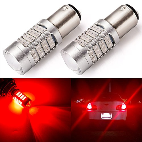 ENDPAGE 1157 2057 2357 7528 BAY15D LED Bulb 2-pack, Brilliant Red, Extremely Bright, 54-SMD with Projector Lens, 10-30V, Work as Brake Lights, Tail Lights, Turn Signal Blinkers