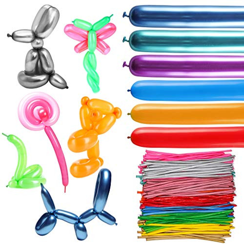 WATINC 200pcs Long Balloons, Assorted Color Latex Modeling Twisting Balloons for Sculpting Balloon Animals, 260Q Magic Balloons for Animal Shape Party Supplies, Premium Balloons for Birthday Party