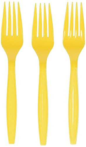 Amscan Big Party Pack 200 Count Mid Weight Plastic Forks, Yellow