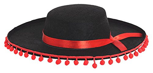 Amscan Black Fabric Spanish Hat with Ball Fringe | Party Accessory | 3 Ct.