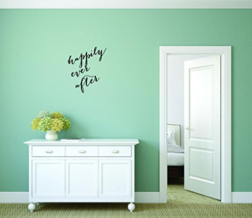 Design with Vinyl Moti 2290 1 Decal - Peel & Stick Wall Sticker : Happily Ever After Text Lettering Quote Bedroom Living Room Color: Black Size 12 Inches x 18 Inches