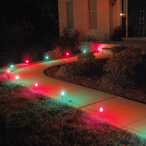 LumaBase 61110 10 Count Electric Pathway Lights, Red & Green