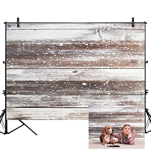 Allenjoy 7x5ft White Pattern Wood Wall Backdrop Rustic Wood Floor Background Newborn Baby Photography Props
