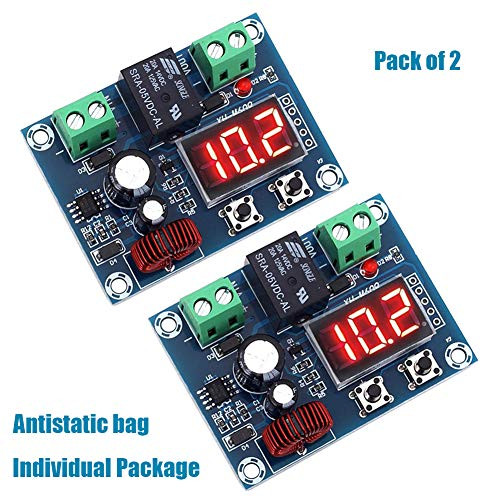 IS ICStation Digital Low Voltage Protector Disconnect Switch Over Discharge Protection Module for 12-34V Lead Acid Lithium Battery (Pack of 2)