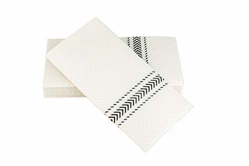ClassicPoint Dinner Napkins Black Bistro Stripe  Decorative & Disposable Bistro Napkins  Soft, Absorbent & Durable (15.5x15.5  Box of 50)